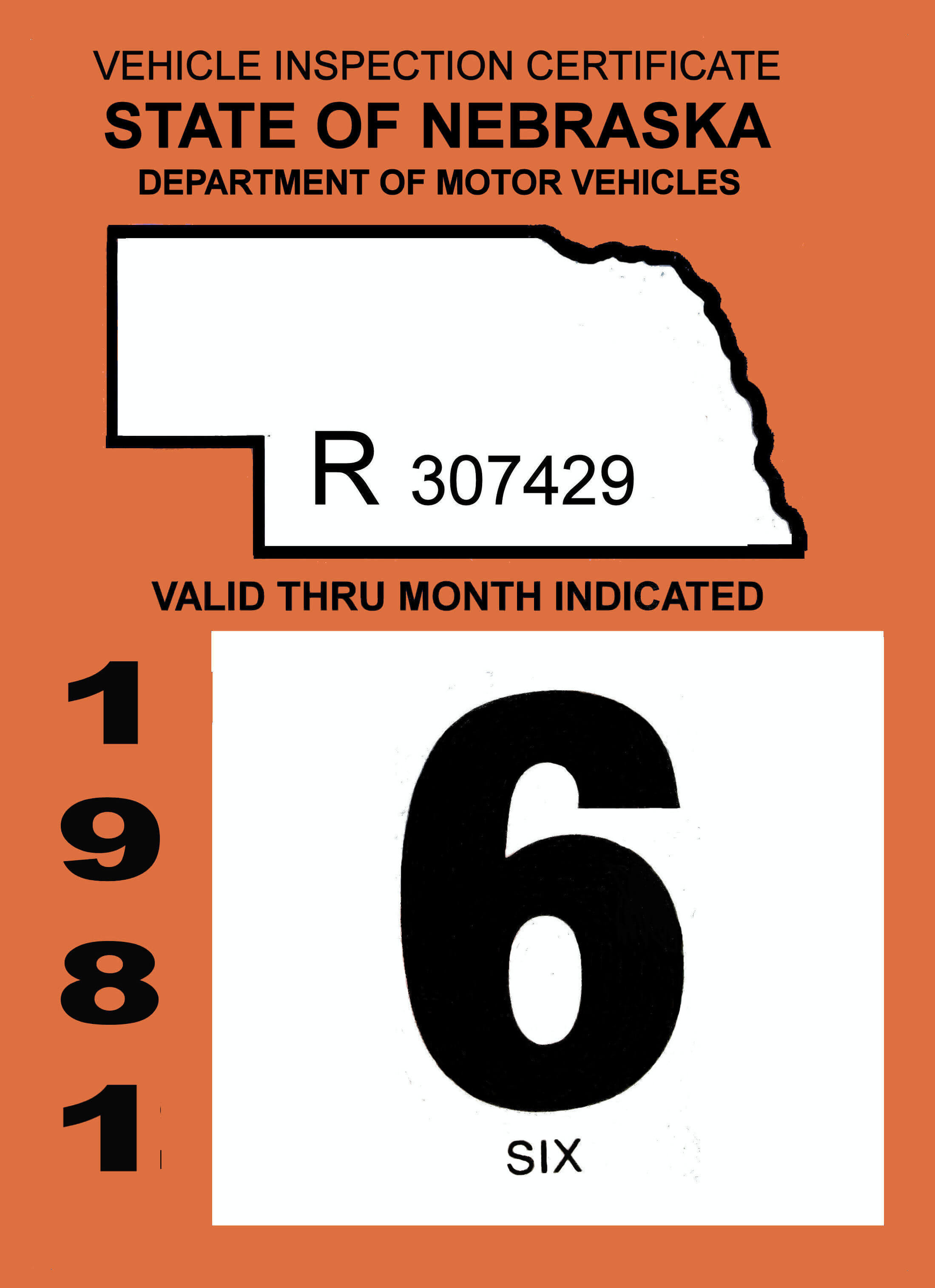 (image for) 1981 Nebraska Inspection sticker
